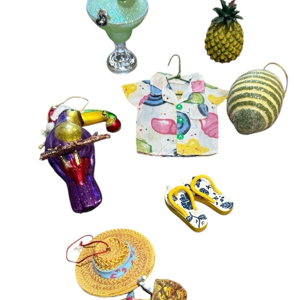 7 Colorful Tropical/beach Themed  Ornaments Set 2